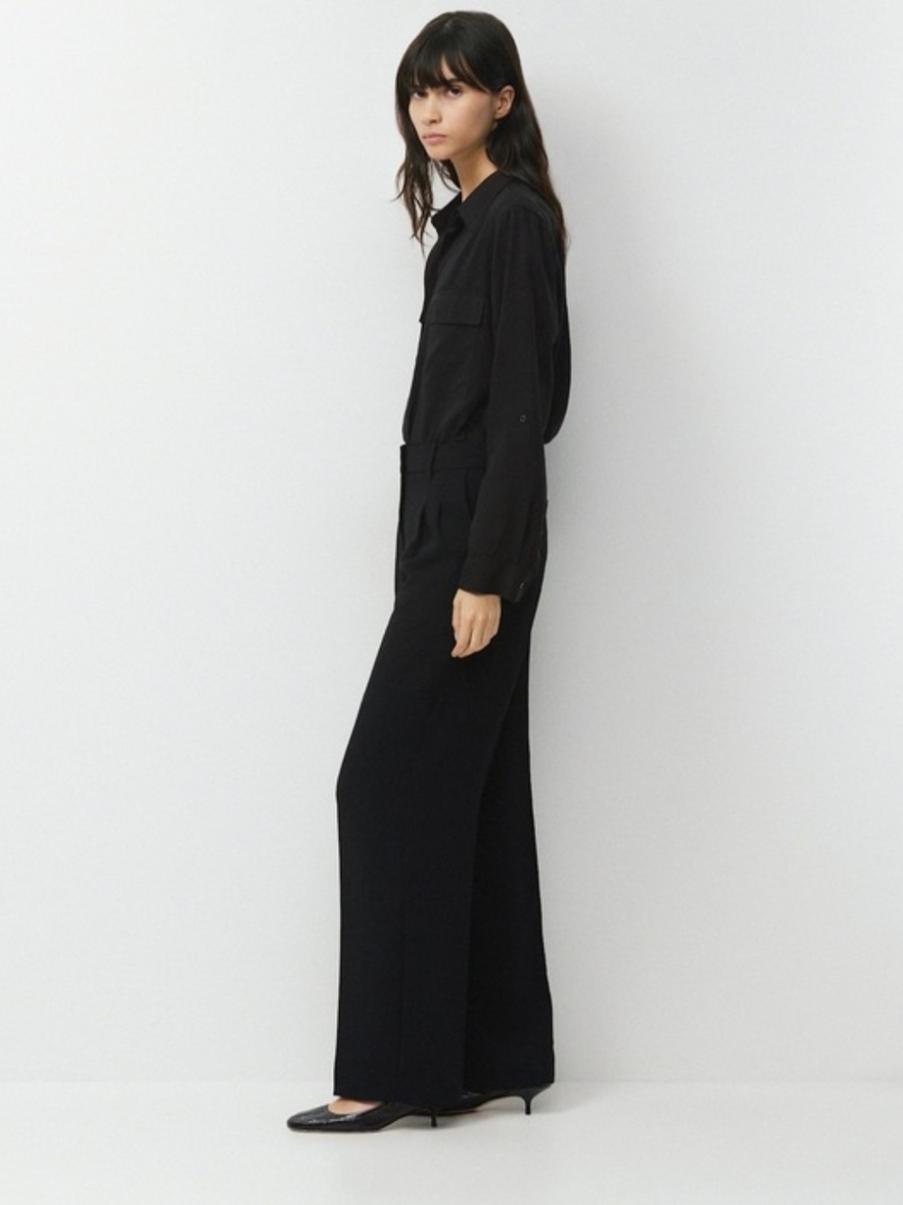 Aritzia Wilfred The Effortless Pants Wideleg Full Length Black 10